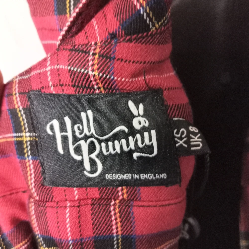 Hell Bunny Irvine Pinafore Red Tartan Plaid Dress